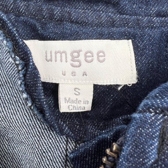 Umgee Women's Denim Ruffle Hem Jacket Full Zip Size Small - Picture 2 of 6